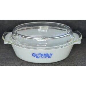 VTG Anchor Hocking Fire King #433 Blue Cornflower 1.5 qt Oval With Lid #20 USA